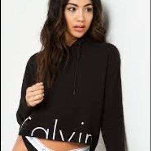 Black Calvin Klein cropped hoodie